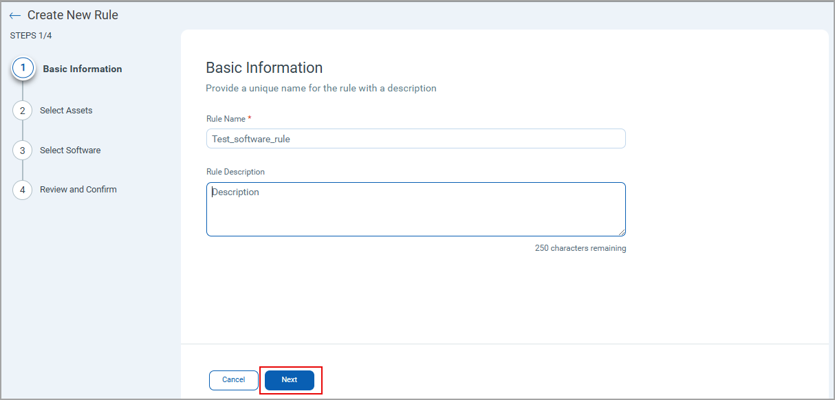 Software Rule Basic Information.